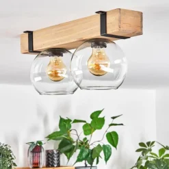 Lampes Industrielles-hofstein Plafonnier - Verre Montgomery Écru, Noir, 2 lumières