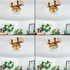 Lampes Dorées-hofstein Plafonnier - Verre Montgomery Écru, Noir, 1 lumière