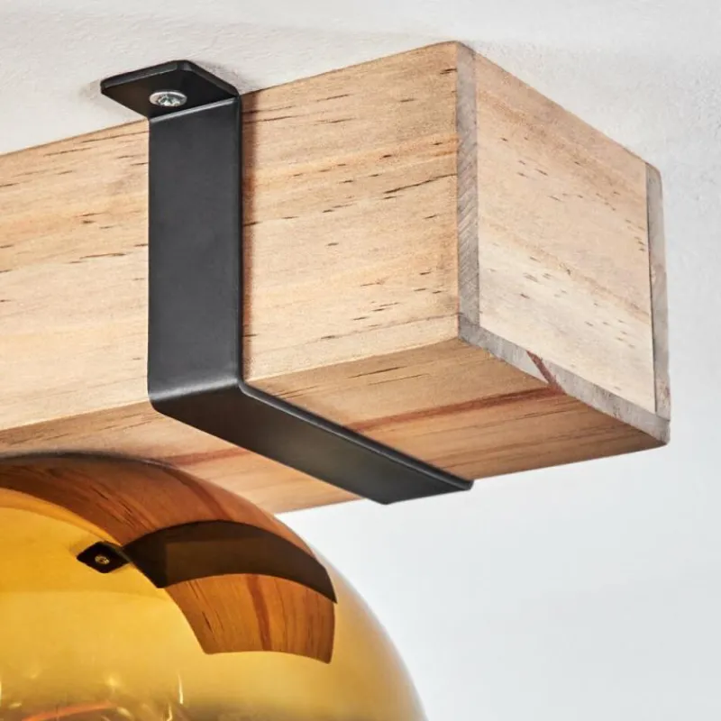 Lampes Dorées-hofstein Plafonnier - Verre Montgomery Écru, Noir, 1 lumière