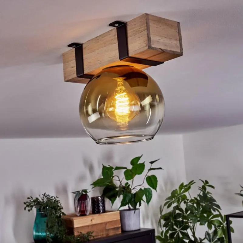 Lampes Dorées-hofstein Plafonnier - Verre Montgomery Écru, Noir, 1 lumière