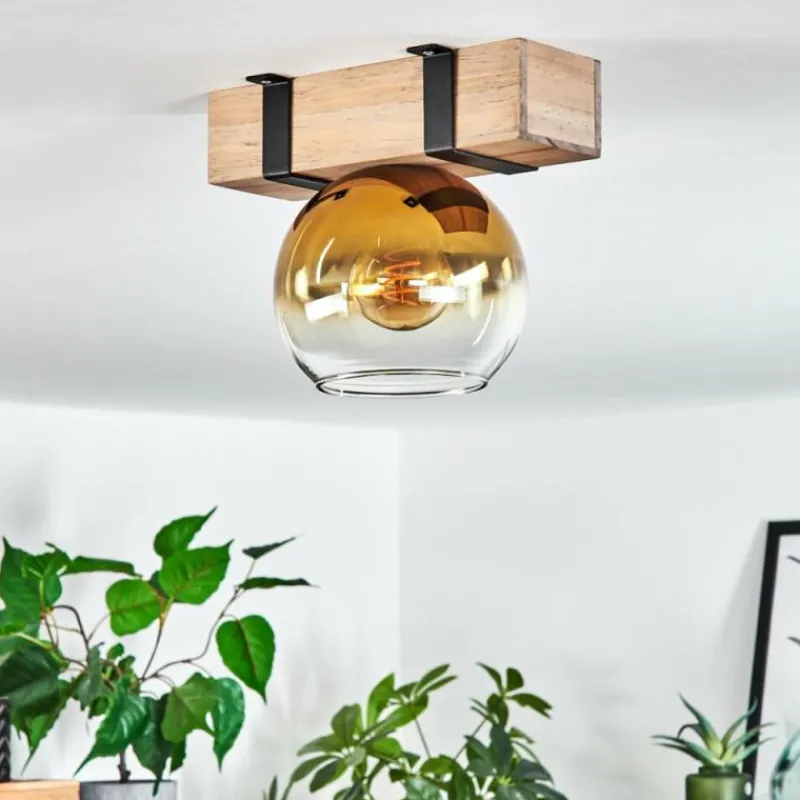 Lampes Dorées-hofstein Plafonnier - Verre Montgomery Écru, Noir, 1 lumière