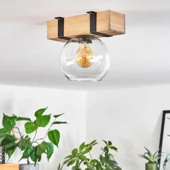 Lampes Industrielles-hofstein Plafonnier - Verre Montgomery Écru, Noir, 1 lumière