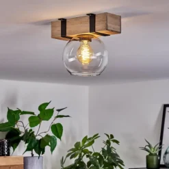 Lampes Industrielles-hofstein Plafonnier - Verre Montgomery Écru, Noir, 1 lumière