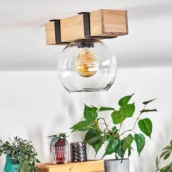 Lampes Industrielles-hofstein Plafonnier - Verre Montgomery Écru, Noir, 1 lumière