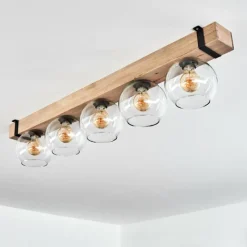 Lampes Industrielles-hofstein Plafonnier - Verre Montgomery Écru, Noir, 5 lumières