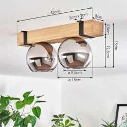 hofstein Plafonnier - Verre Montgomery Écru, Noir, 2 lumières