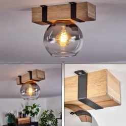 hofstein Plafonnier - Verre Montgomery Écru, Noir, 1 lumière