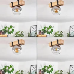 hofstein Plafonnier - Verre Montgomery Écru, Noir, 1 lumière