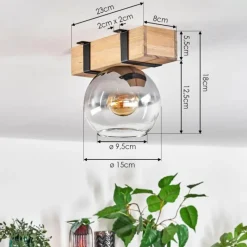 hofstein Plafonnier - Verre Montgomery Écru, Noir, 1 lumière