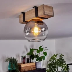 hofstein Plafonnier - Verre Montgomery Écru, Noir, 1 lumière