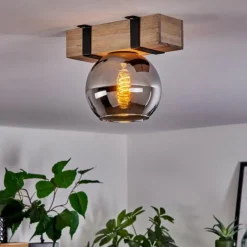 hofstein Plafonnier - Verre Montgomery Écru, Noir, 1 lumière