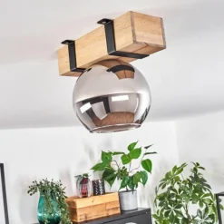 hofstein Plafonnier - Verre Montgomery Écru, Noir, 1 lumière