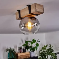 hofstein Plafonnier - Verre Montgomery Écru, Noir, 1 lumière