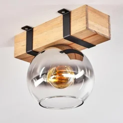 hofstein Plafonnier - Verre Montgomery Écru, Noir, 1 lumière