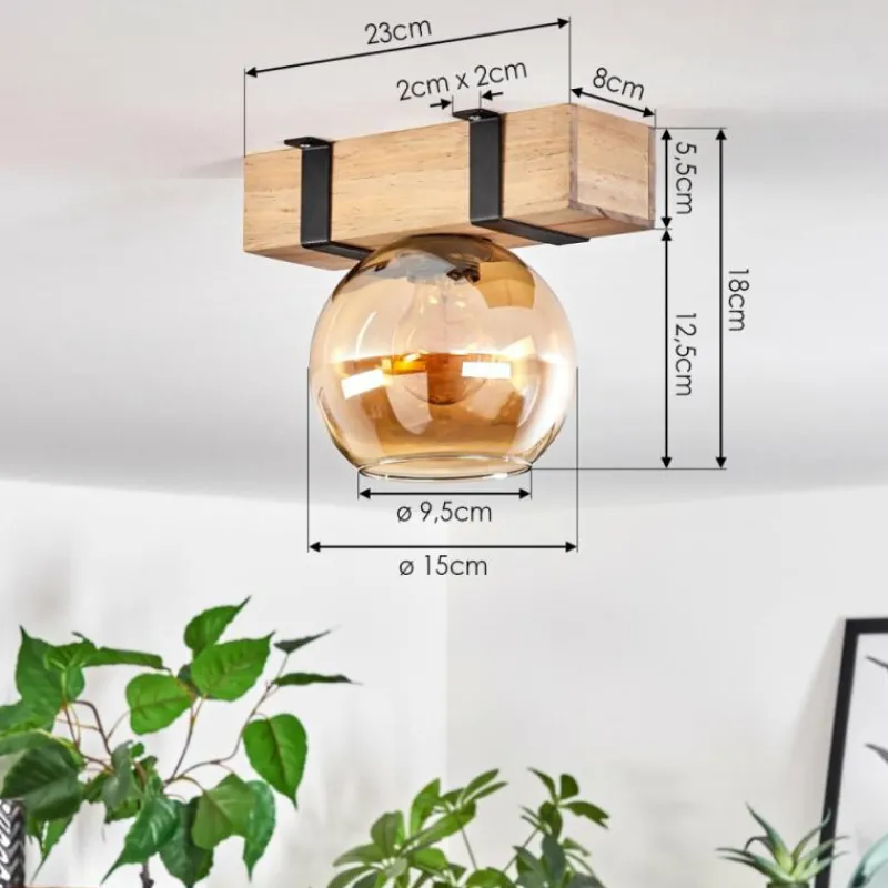 hofstein Plafonnier - Verre Montgomery Écru, Noir, 1 lumière