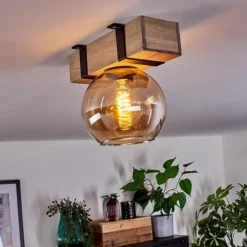 hofstein Plafonnier - Verre Montgomery Écru, Noir, 1 lumière