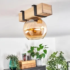 hofstein Plafonnier - Verre Montgomery Écru, Noir, 1 lumière