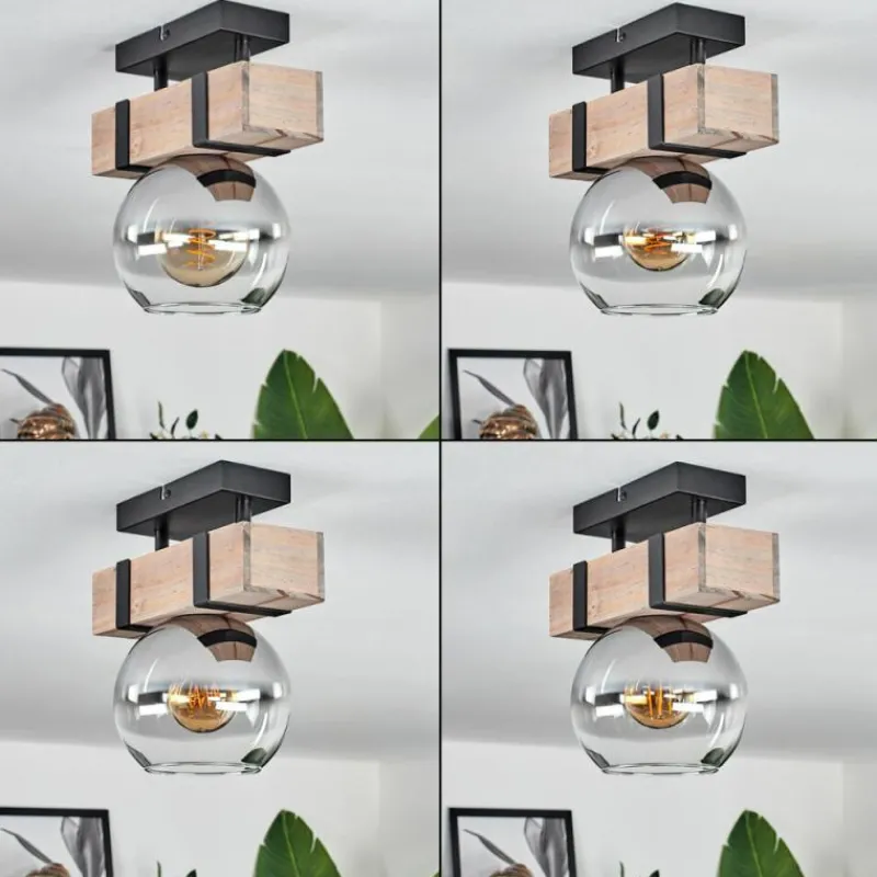 hofstein Plafonnier - Verre Montgomery Écru, Noir, 1 lumière