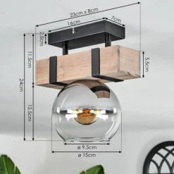 hofstein Plafonnier - Verre Montgomery Écru, Noir, 1 lumière