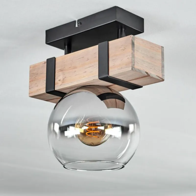 hofstein Plafonnier - Verre Montgomery Écru, Noir, 1 lumière