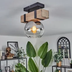 hofstein Plafonnier - Verre Montgomery Écru, Noir, 1 lumière