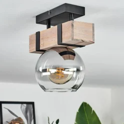 hofstein Plafonnier - Verre Montgomery Écru, Noir, 1 lumière