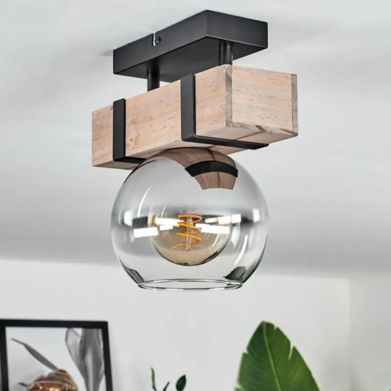 hofstein Plafonnier - Verre Montgomery Écru, Noir, 1 lumière