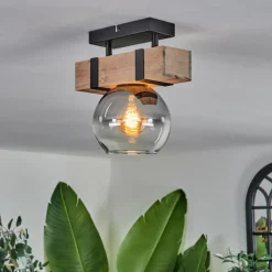 hofstein Plafonnier - Verre Montgomery Écru, Noir, 1 lumière