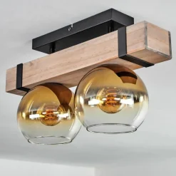 Lampes Dorées-hofstein Plafonnier - Verre Montgomery Écru, Noir, 2 lumières