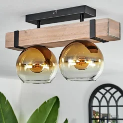 Lampes Dorées-hofstein Plafonnier - Verre Montgomery Écru, Noir, 2 lumières