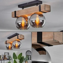 hofstein Plafonnier - Verre Montgomery Écru, Noir, 2 lumières