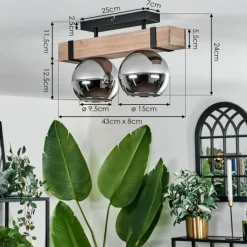 hofstein Plafonnier - Verre Montgomery Écru, Noir, 2 lumières