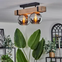 hofstein Plafonnier - Verre Montgomery Écru, Noir, 2 lumières