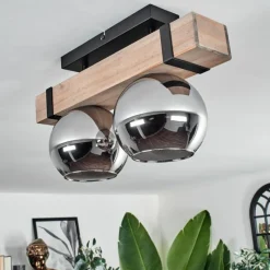 hofstein Plafonnier - Verre Montgomery Écru, Noir, 2 lumières