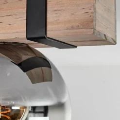 hofstein Plafonnier - Verre Montgomery Écru, Noir, 2 lumières