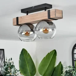 hofstein Plafonnier - Verre Montgomery Écru, Noir, 2 lumières