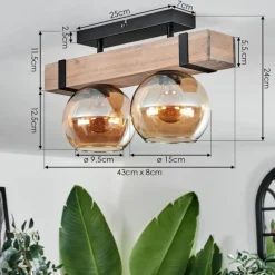 hofstein Plafonnier - Verre Montgomery Écru, Noir, 2 lumières