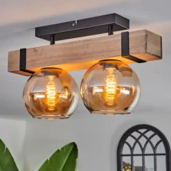 hofstein Plafonnier - Verre Montgomery Écru, Noir, 2 lumières