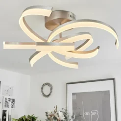 hofstein Plafonnier Vignats LED Nickel mat, 4 lumières, Télécommandes