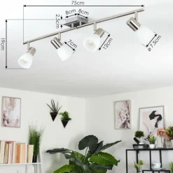 hofstein Plafonnier Villaseca LED Nickel mat, 4 lumières