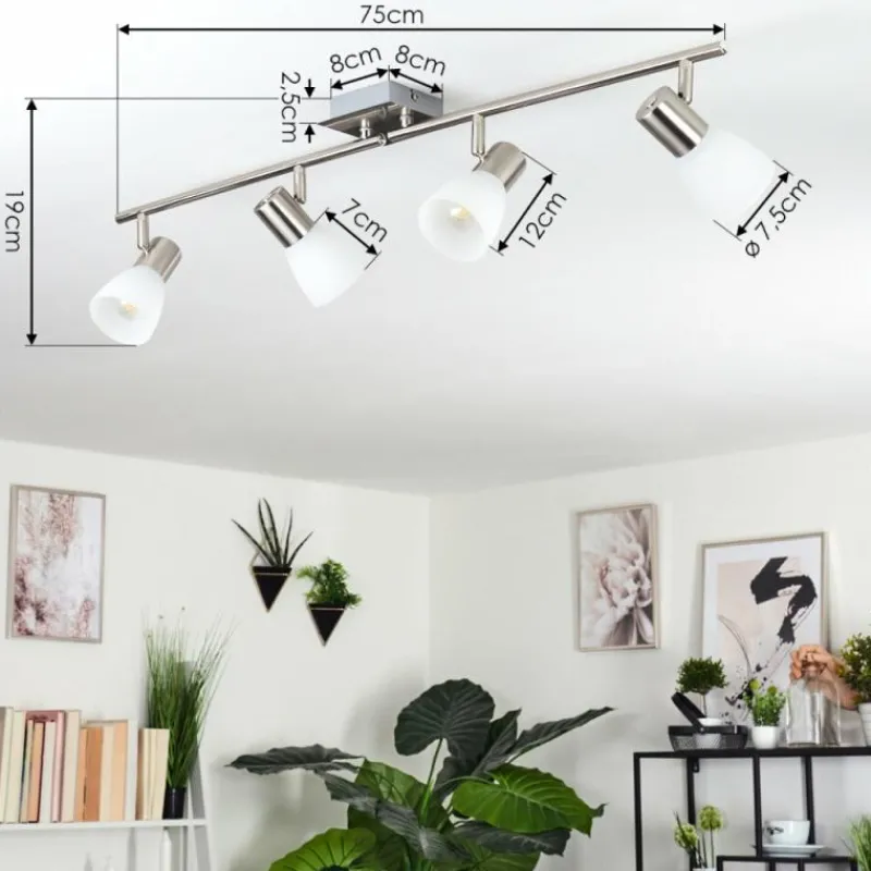 hofstein Plafonnier Villaseca LED Nickel mat, 4 lumières