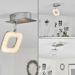 hofstein Plafonnier Villenauxe LED Chrome, Nickel mat, 1 lumière