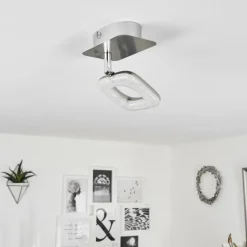 hofstein Plafonnier Villenauxe LED Chrome, Nickel mat, 1 lumière