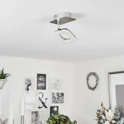 hofstein Plafonnier Villenauxe LED Chrome, Nickel mat, 1 lumière