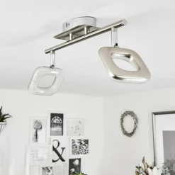 hofstein Plafonnier Villenauxe LED Chrome, Nickel mat, 2 lumières