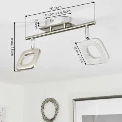 hofstein Plafonnier Villenauxe LED Chrome, Nickel mat, 2 lumières