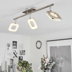 hofstein Plafonnier Villenauxe LED Chrome, Nickel mat, 3 lumières* Spots Et Projecteurs