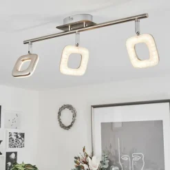 hofstein Plafonnier Villenauxe LED Chrome, Nickel mat, 3 lumières* Spots Et Projecteurs