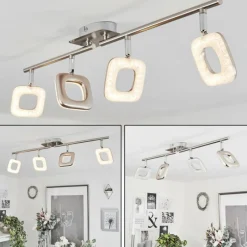 hofstein Plafonnier Villenauxe LED Chrome, Nickel mat, 4 lumières