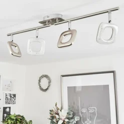 hofstein Plafonnier Villenauxe LED Chrome, Nickel mat, 4 lumières